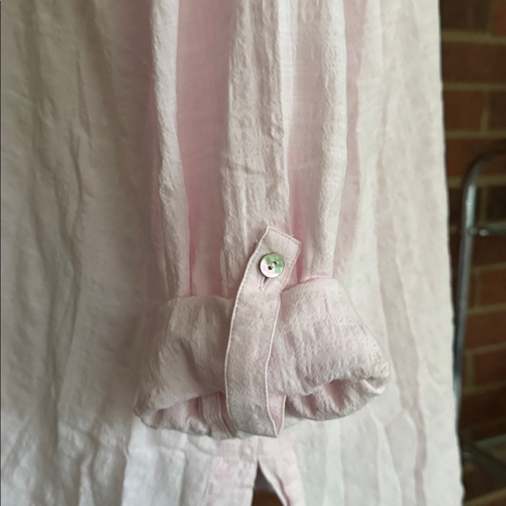 J. Jill Pale Pink Tab Long Sleeve Lightweight Cotton Blend Tunic - Picture 4 of 11